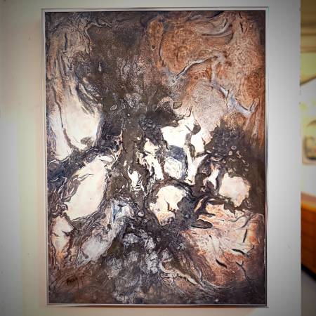Beautiful vintage abstract original painting by Fang Yi