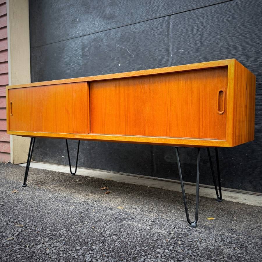Danish modern atomic teak media stand credenza by Poul Hundevad — photograph 3 of 7