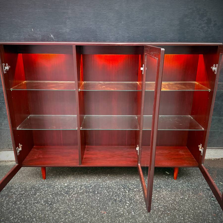 Mid century modern rosewood and glass shelving unit — photograph 6 of 6