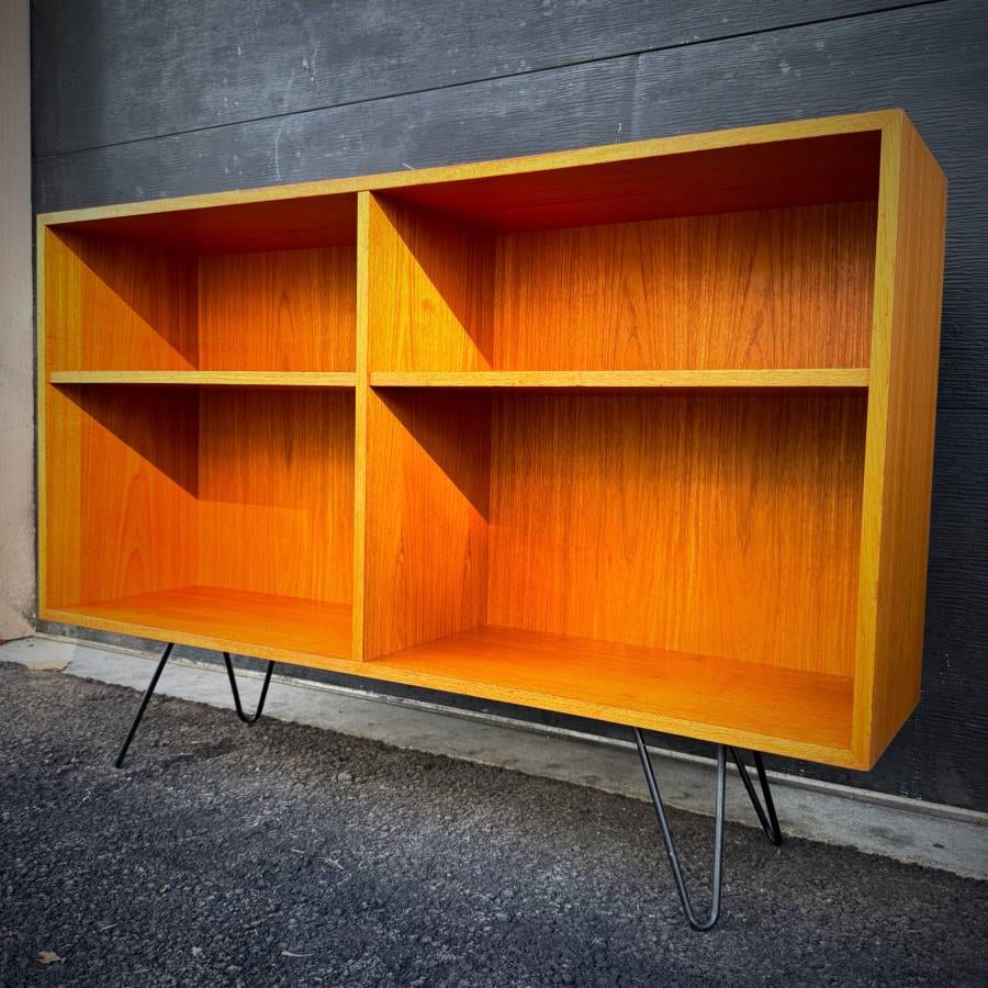 Mid century danish modern teak atomic LP shelving unit — photograph 2 of 5