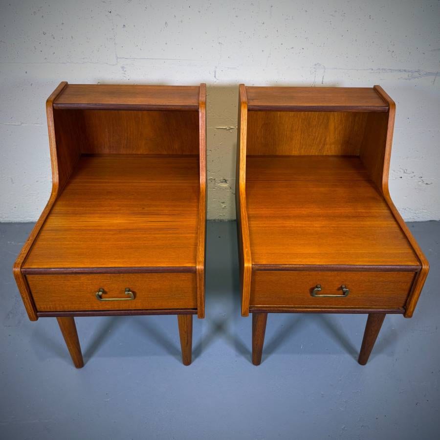 Gorgeous pair of mid century modern teak side tables — photograph 4 of 6